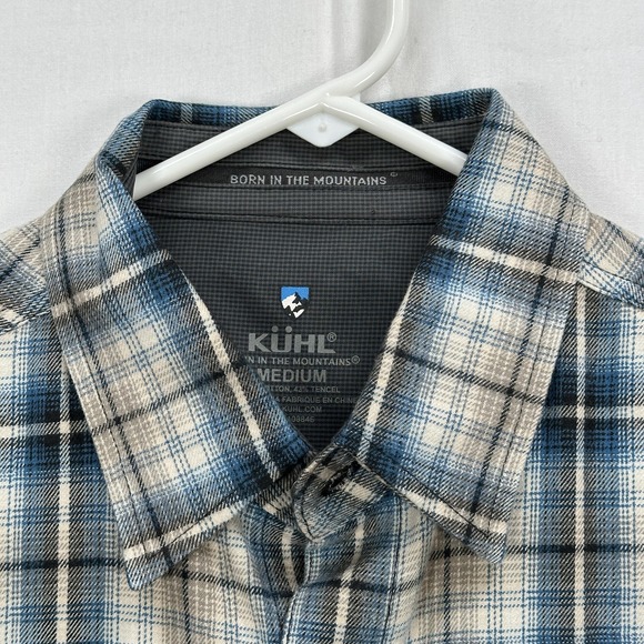 Kuhl Flannel Shirt Mens Medium Blue Plaid Long Sleeve Button Up Casual Outdoor - Picture 5 of 10